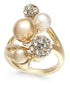 INC International Concepts Gold-Tone Pearl & Crystal Statement Ring - Size 8